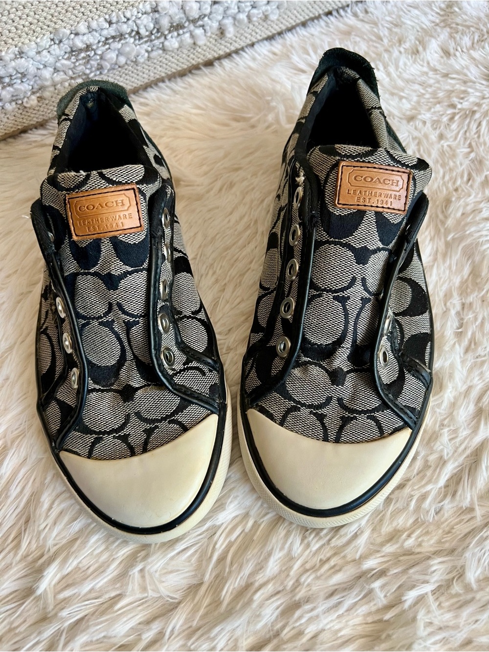 Coach Black and Gray Slip-On Sneakers